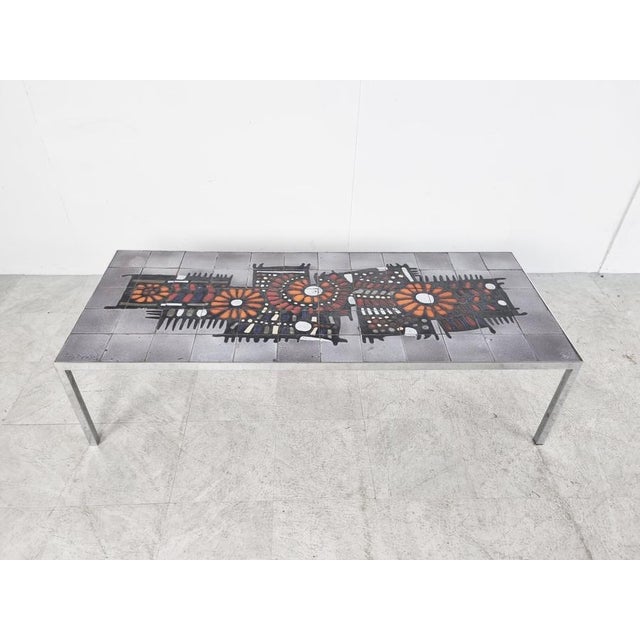 Vintage Ceramic Coffee Table attributed to Perignem, 1960s For Sale - Image 4 of 11