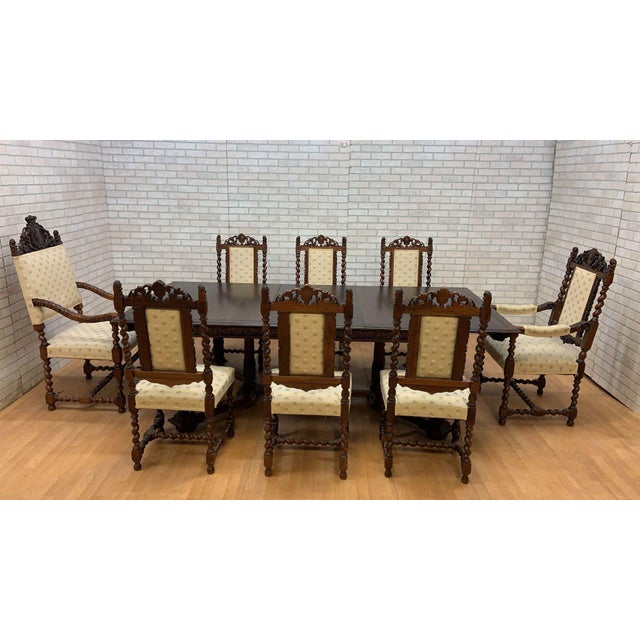 Antique Jacobean Revival Renaissance Style Carved Walnut Extending Dining Table For Sale In Chicago - Image 6 of 8