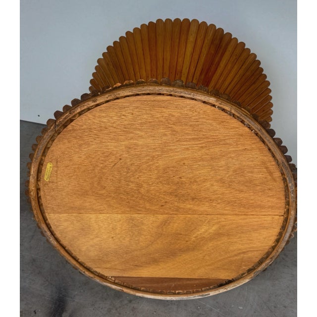 Pair of Authentic McGuire Rattan Wheat Sheaf Tables – Medallion Marked For Sale - Image 10 of 10