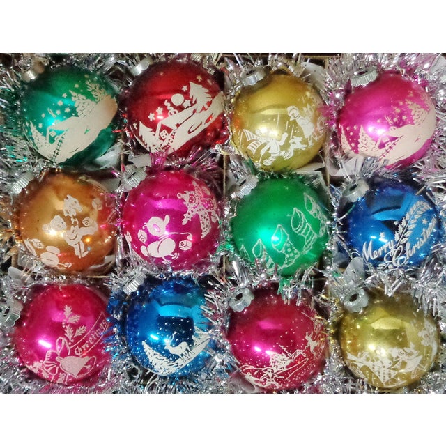 1960's RARE Vintage Shiny Brite Multi Color Stencil Christmas Tree