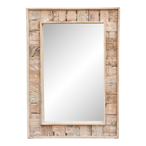 Bleached Carved Wood Mosaic Mirror