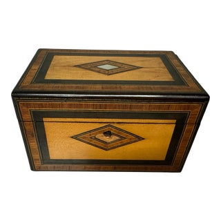 Antique Victorian Inlay Tea Caddy Box For Sale