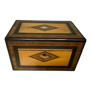 Antique Victorian Inlay Tea Caddy Box