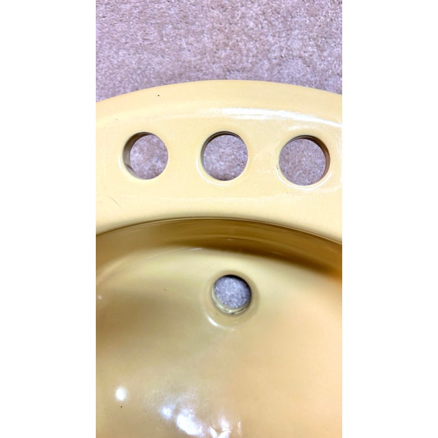 Yellow Vintage Butter Yellow Porcelain Drop in Bathroom Sink For Sale - Image 8 of 12