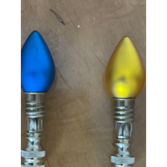 1960s Cute Glass Mini Bulbs Lamp Finials - a Pair For Sale - Image 4 of 5