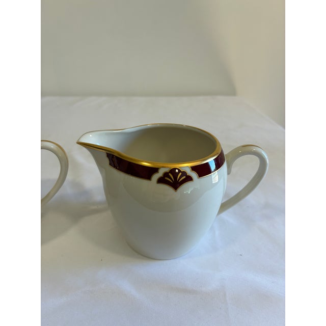 Vintage Pickard Ensemble Burgundy Sugar Bowl and Creamer, 2 Pieces For Sale In Oklahoma City - Image 6 of 12