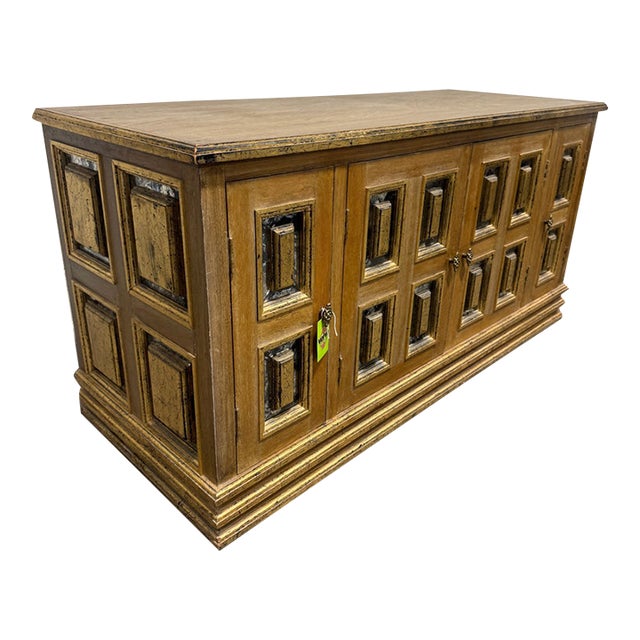 Boho Gilded Antique Mirror Cabinet Credenza For Sale
