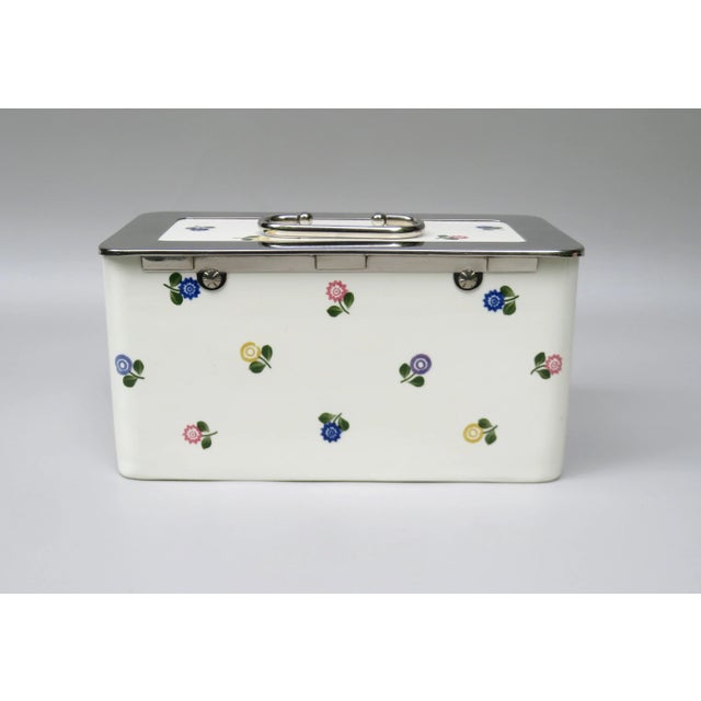 Art Nouveau German Ceramic Chrome-Plated Baisage Box with Spreading Flowers from Wmf For Sale - Image 6 of 18