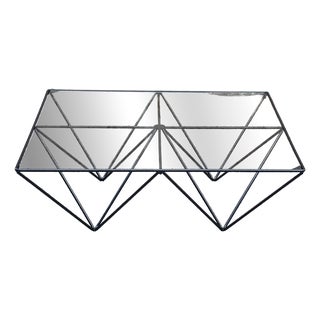 Coffee Table in Metal and Glass, 1980s For Sale