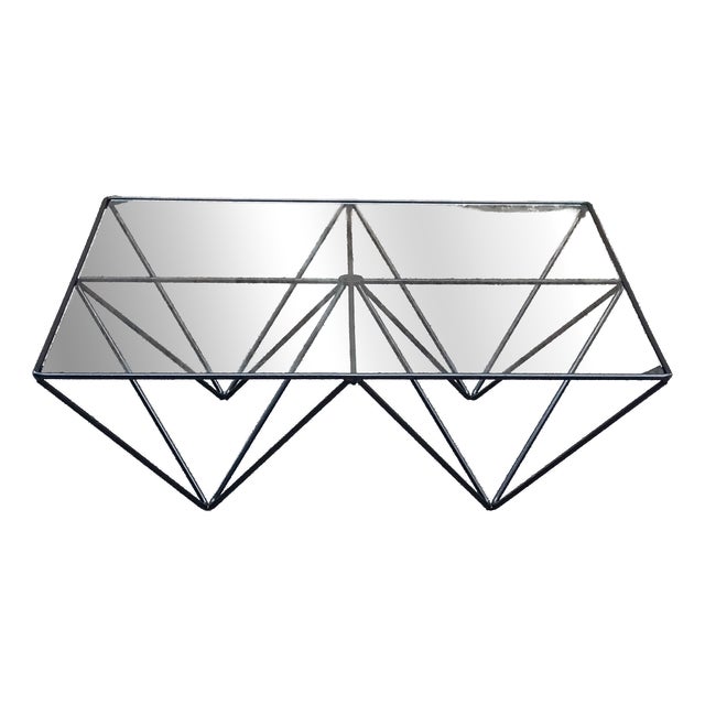 Coffee Table in Metal and Glass, 1980s For Sale