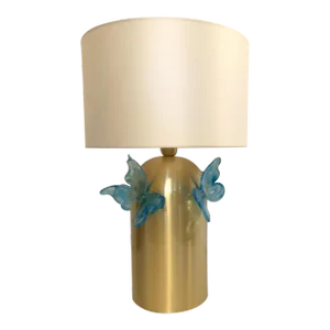 Contemporary Light-Blue Butterfly Murano Glass Table Lamp