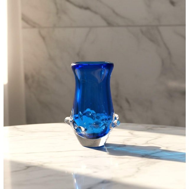 Vintage Czech Art Glass Vase in Blue Metallurgical Glass by Ladislav Paleček, 1970s For Sale - Image 4 of 5