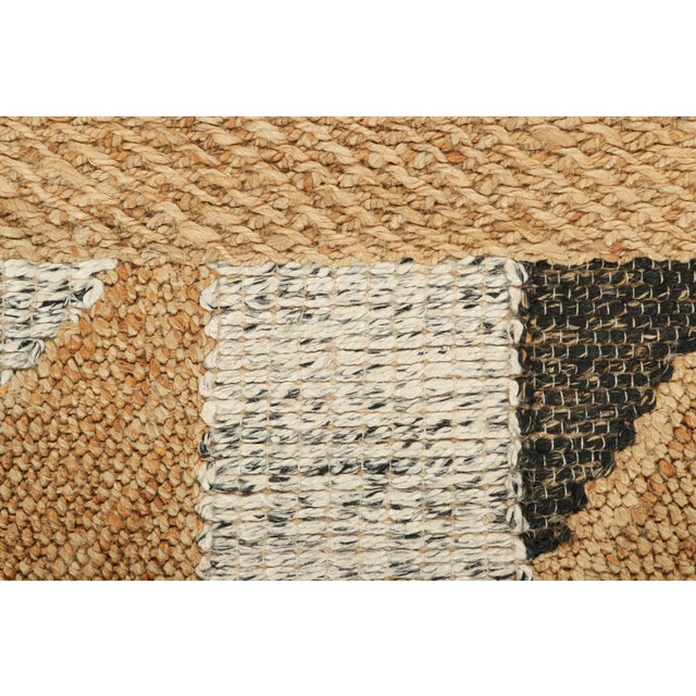 Contemporary Rug & Kilim’s Abstract Flatweave in Beige Open Field With Geometric Border For Sale - Image 3 of 7