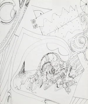 Untitled III, Knox Martin Pen and Ink on Japon Paper, Signed L.r.