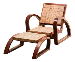 Deck Chair and Ottoman by Francis Jourdain, 1920s, Set of 2