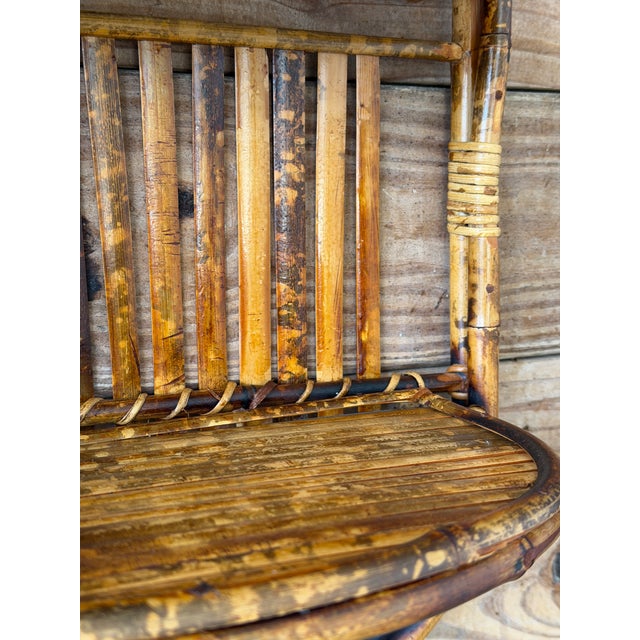Vintage Boho Coastal Burnt Bamboo Two Tiered Sculptural Wall Shelves For Sale In Naples, FL - Image 6 of 12