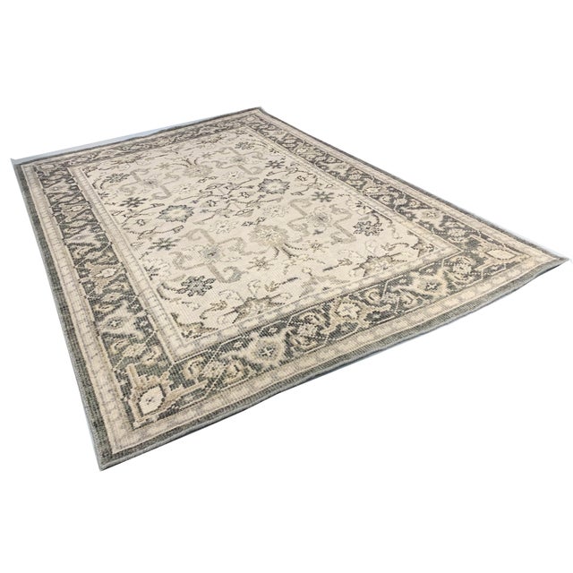 Classic Ivory Handwoven Rug 5'2 X 7'5 For Sale - Image 4 of 8