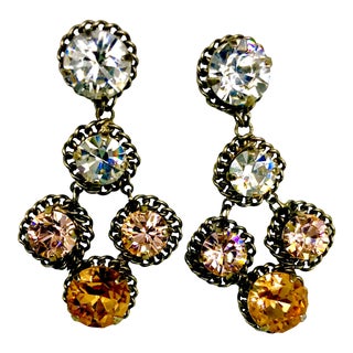 1980s Sorrelli Austrian Crystal Chandelier Earrings - 2 Pieces For Sale