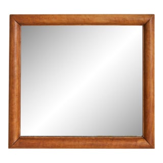Italian Horizontal Rectangular Wall Mirror with Chamfered Wood Frame, 1950s For Sale