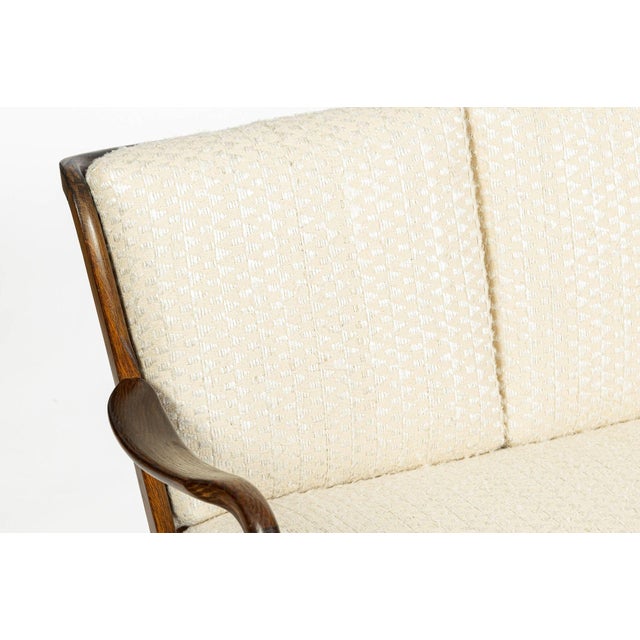 Danish Modern Solid Walnut Spindle Back Sofa in Schumacher Fabric, Circa 1960 For Sale - Image 13 of 18