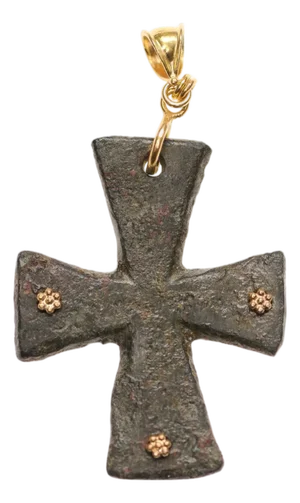 A Byzantine Bronze Cross with 21K Accents