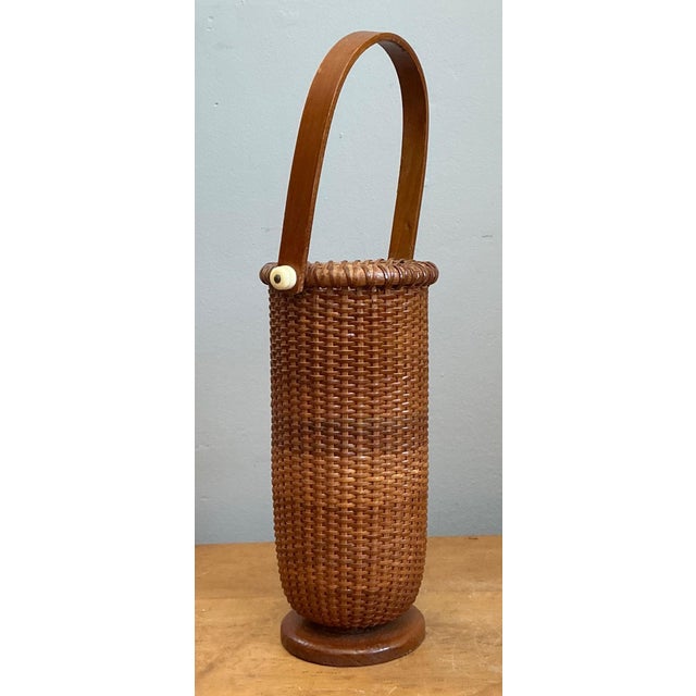 Vintage Shaker Tall Woven Rattan Basket For Sale - Image 12 of 18