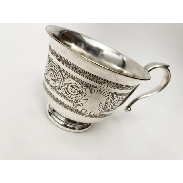 Late 19th Century Victorian Era Silver Plate Fancy Tea-Cup For Sale In Louisville - Image 6 of 12