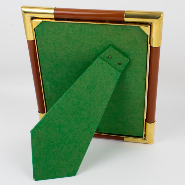 1970s Christofle Gilded Brass and Lacquer Resin Picture Frame, circa 1970 For Sale - Image 5 of 9