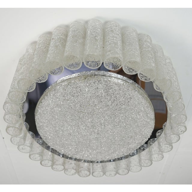 Mid-Century Modern Vintage Ice Glass Ceiling Fixture with 32 Glass Tubes from Doria Leuchten, 1960s For Sale - Image 3 of 14