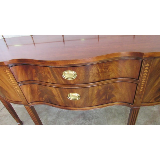 1980s 1980s Thomasville Federal Sideboard Mahogany Brass Gallery For Sale - Image 5 of 14
