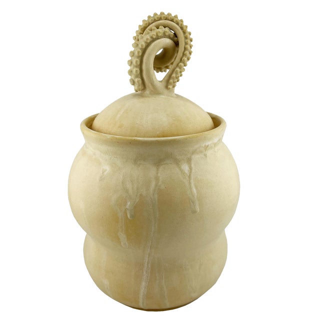 Nautical Sculptural Studio Pottery Vessel With Octopus Tentacle & Hidden Bell by Liv Egan For Sale - Image 3 of 11
