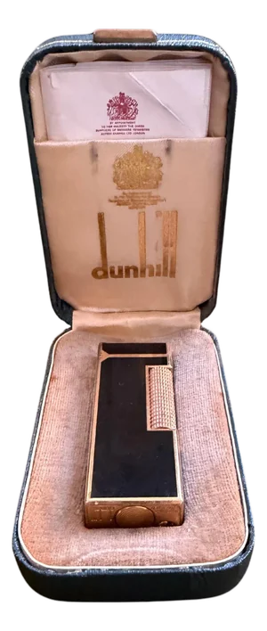 Rare Vintage Dunhill Gold Plated Black Lacquer Lighter Original Sky Case