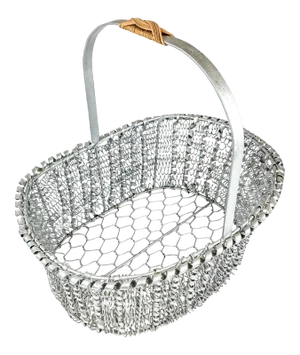 90s Artisan Silver Tone Zinc Top Handle Egg Basket