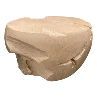 Andrianna Shamaris Drum Shape Bleached Teak Wood Coffee Table For Sale