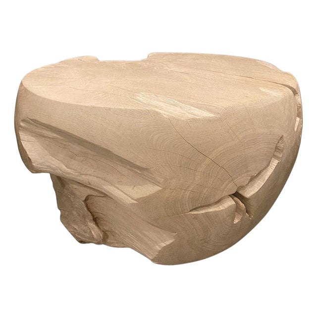 Andrianna Shamaris Drum Shape Bleached Teak Wood Coffee Table For Sale