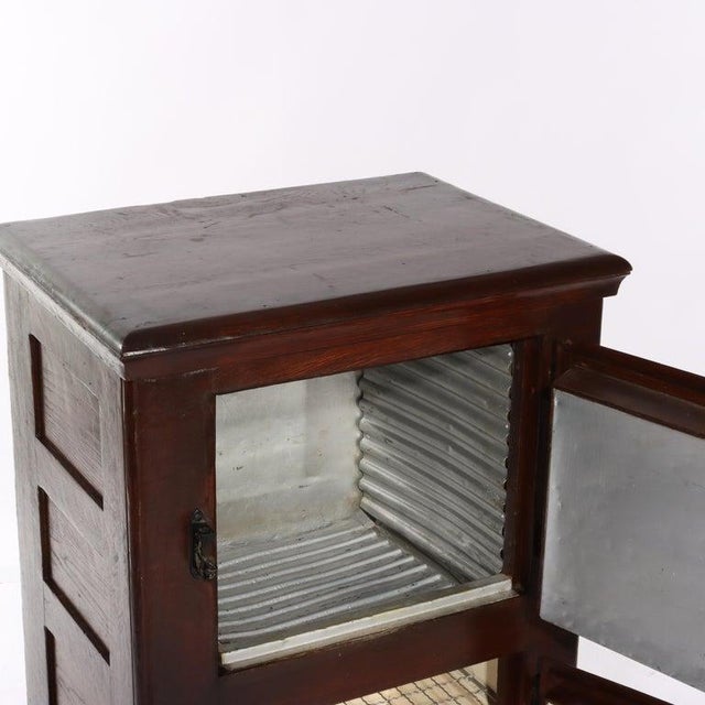 Antique Oak Raised Panel Ice Box Circa 1900 For Sale - Image 9 of 11