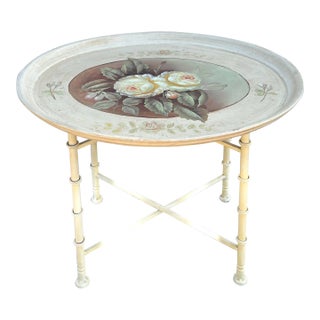 Vintage Hand Painted Tray Top Coffee Table For Sale