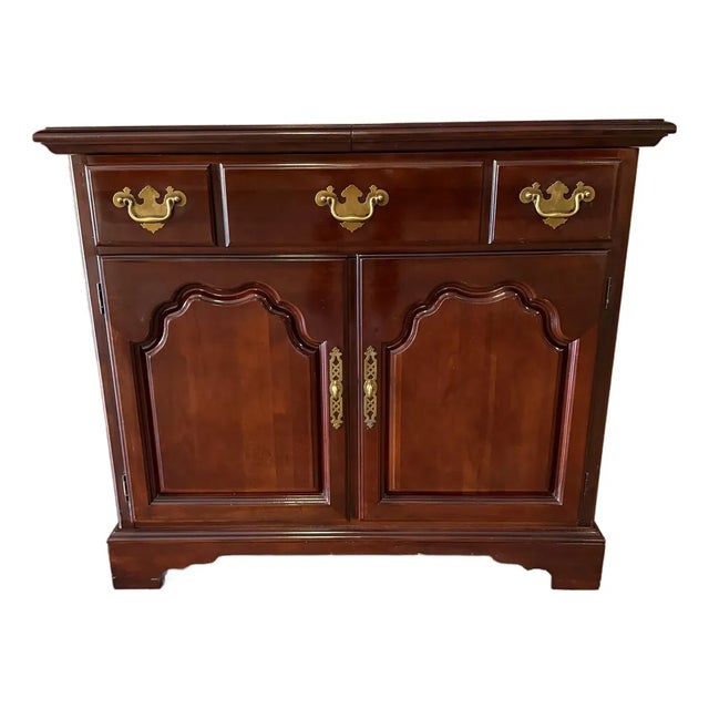 Vintage Drexel Heritage Mahogany Slide Top Rolling Dry Bar Buffet Server Credenza For Sale