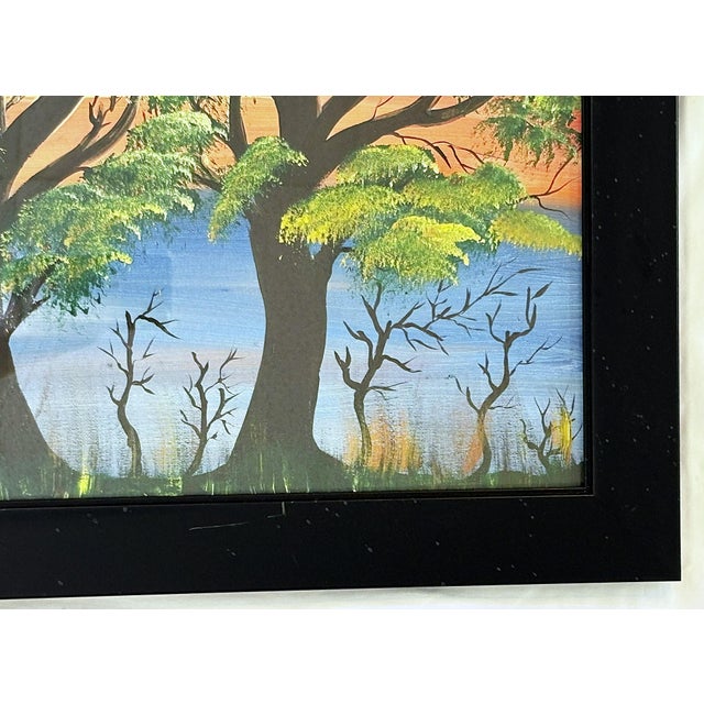 Early 21st Century Original Signed and Framed Primitive Outsider Art Acrylic Painting on Canvas For Sale - Image 5 of 12