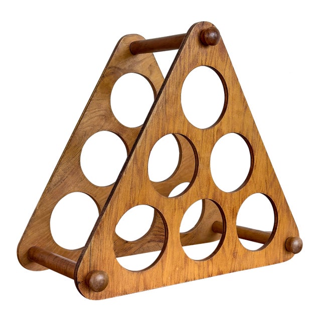 Vintage Wood 6-Bottle Wine Rack For Sale