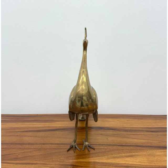 Vintage Polished Brass Peacock For Sale In West Palm - Image 6 of 6