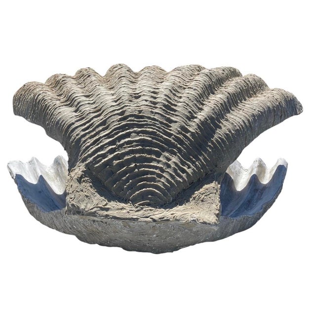 Monumental Resin Giant Clam Shell Garden Statue & Planter Accent For Sale - Image 4 of 12