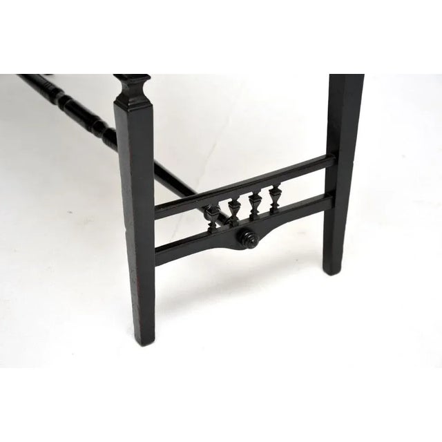 Black Antique Victorian Ebonised Bench, 1890 For Sale - Image 8 of 9