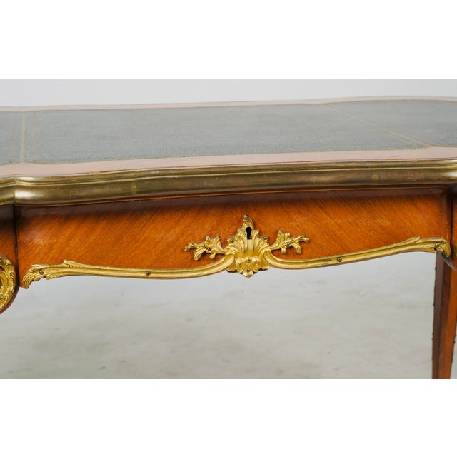 Pair of Mid 20th Century Louis XV Style Black Leather-Top Writing Desks With Figural Gilt Mounts For Sale - Image 14 of 17