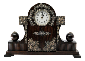 Wooden Regulator Clock with Silver Applications