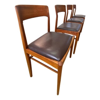 Chairs in Teak and Leather by Henning Kjærnulf for Korup Stolefabrik, Set of 4 For Sale
