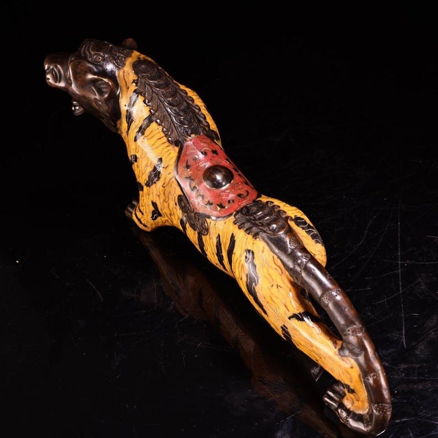 Vintage Cloisonne Enamel Tiger Figure – 12.2" Gilt Striped Beast Sculpture For Sale In Los Angeles - Image 6 of 10