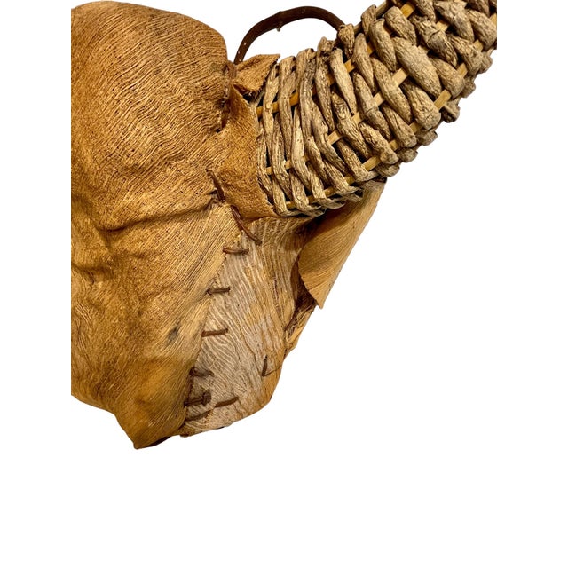 Vintage Woven Bull Head Wall Sculpture | Folk Art Rattan Mount, 1970s For Sale - Image 9 of 14