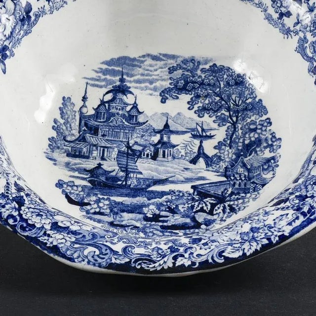 White and Blue Ceramic Bowl Plate from Chinese SCR, 1880s For Sale - Image 5 of 8