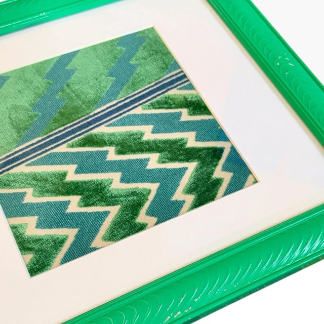 Contemporary Abstract Statement Framed Schumacher Florentine Velvet Textile Wall Art For Sale - Image 3 of 6